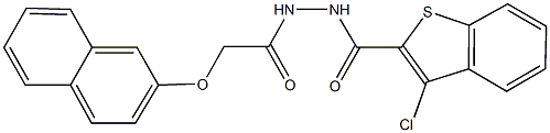 3-chloro-N'-[(2-naphthyloxy)acetyl]-1-benzothiophene-2-carbohydrazide 结构式