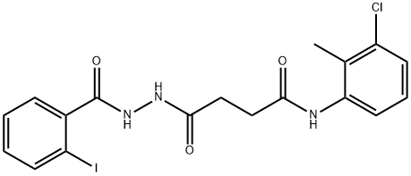 N-(3-chloro-2-methylphenyl)-4-[2-(2-iodobenzoyl)hydrazino]-4-oxobutanamide 结构式