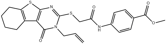 methyl 4-({[(3-allyl-4-oxo-3,4,5,6,7,8-hexahydro[1]benzothieno[2,3-d]pyrimidin-2-yl)sulfanyl]acetyl}amino)benzoate 结构式