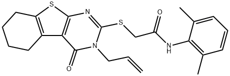 2-[(3-allyl-4-oxo-3,4,5,6,7,8-hexahydro[1]benzothieno[2,3-d]pyrimidin-2-yl)sulfanyl]-N-(2,6-dimethylphenyl)acetamide 结构式