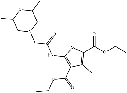 diethyl 5-{[(2,6-dimethyl-4-morpholinyl)acetyl]amino}-3-methyl-2,4-thiophenedicarboxylate 结构式