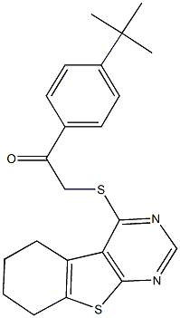 1-(4-tert-butylphenyl)-2-(5,6,7,8-tetrahydro[1]benzothieno[2,3-d]pyrimidin-4-ylsulfanyl)ethanone 结构式