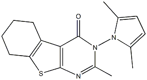 3-(2,5-dimethyl-1H-pyrrol-1-yl)-2-methyl-5,6,7,8-tetrahydro[1]benzothieno[2,3-d]pyrimidin-4(3H)-one 结构式