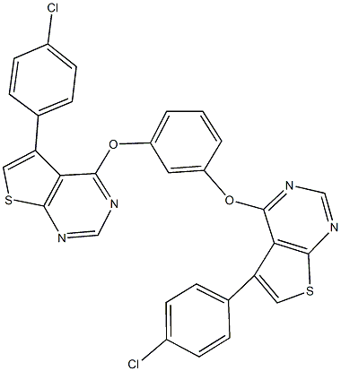 5-(4-chlorophenyl)-4-(3-{[5-(4-chlorophenyl)thieno[2,3-d]pyrimidin-4-yl]oxy}phenoxy)thieno[2,3-d]pyrimidine 结构式