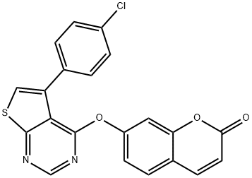 7-{[5-(4-chlorophenyl)thieno[2,3-d]pyrimidin-4-yl]oxy}-2H-chromen-2-one 结构式