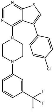 5-(4-chlorophenyl)-4-{4-[3-(trifluoromethyl)phenyl]-1-piperazinyl}thieno[2,3-d]pyrimidine 结构式