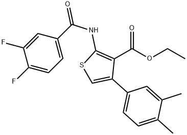 ethyl 2-[(3,4-difluorobenzoyl)amino]-4-(3,4-dimethylphenyl)-3-thiophenecarboxylate 结构式