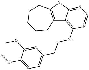 N-[2-(3,4-dimethoxyphenyl)ethyl]-N-(6,7,8,9-tetrahydro-5H-cyclohepta[4,5]thieno[2,3-d]pyrimidin-4-yl)amine 结构式