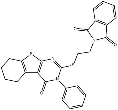 2-{2-[(4-oxo-3-phenyl-3,4,5,6,7,8-hexahydro[1]benzothieno[2,3-d]pyrimidin-2-yl)sulfanyl]ethyl}-1H-isoindole-1,3(2H)-dione 结构式