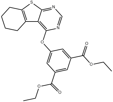 diethyl 5-(5,6,7,8-tetrahydro[1]benzothieno[2,3-d]pyrimidin-4-yloxy)isophthalate 结构式