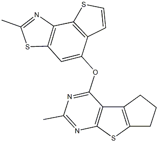 2-methyl-6,7-dihydro-5H-cyclopenta[4,5]thieno[2,3-d]pyrimidin-4-yl 2-methylthieno[2,3-e][1,3]benzothiazol-5-yl ether 结构式