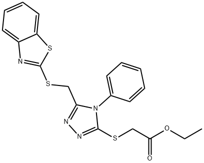 ethyl ({5-[(1,3-benzothiazol-2-ylsulfanyl)methyl]-4-phenyl-4H-1,2,4-triazol-3-yl}sulfanyl)acetate 结构式