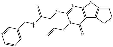 2-[(3-allyl-4-oxo-3,5,6,7-tetrahydro-4H-cyclopenta[4,5]thieno[2,3-d]pyrimidin-2-yl)sulfanyl]-N-(3-pyridinylmethyl)acetamide 结构式
