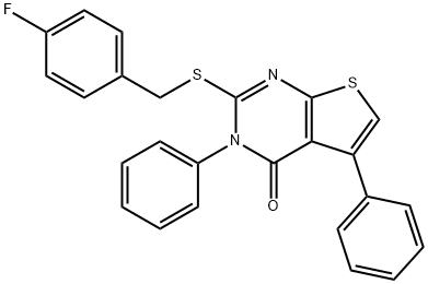 2-[(4-fluorobenzyl)sulfanyl]-3,5-diphenylthieno[2,3-d]pyrimidin-4(3H)-one 结构式