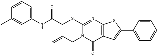 2-[(3-allyl-4-oxo-6-phenyl-3,4-dihydrothieno[2,3-d]pyrimidin-2-yl)sulfanyl]-N-(3-methylphenyl)acetamide 结构式