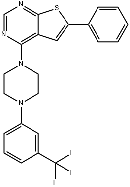 6-phenyl-4-{4-[3-(trifluoromethyl)phenyl]-1-piperazinyl}thieno[2,3-d]pyrimidine 结构式