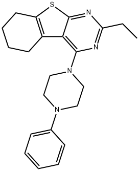 2-ethyl-4-(4-phenylpiperazin-1-yl)-5,6,7,8-tetrahydro[1]benzothieno[2,3-d]pyrimidine 结构式