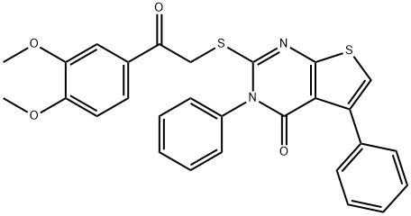 2-{[2-(3,4-dimethoxyphenyl)-2-oxoethyl]sulfanyl}-3,5-diphenylthieno[2,3-d]pyrimidin-4(3H)-one 结构式