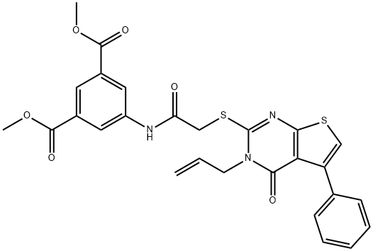 dimethyl 5-({[(3-allyl-4-oxo-5-phenyl-3,4-dihydrothieno[2,3-d]pyrimidin-2-yl)sulfanyl]acetyl}amino)isophthalate 结构式