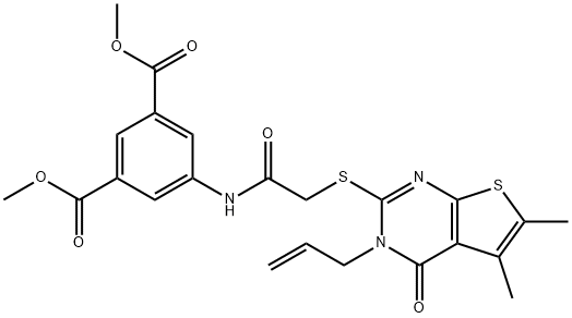 dimethyl 5-({[(3-allyl-5,6-dimethyl-4-oxo-3,4-dihydrothieno[2,3-d]pyrimidin-2-yl)sulfanyl]acetyl}amino)isophthalate 结构式