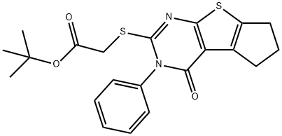tert-butyl [(4-oxo-3-phenyl-3,5,6,7-tetrahydro-4H-cyclopenta[4,5]thieno[2,3-d]pyrimidin-2-yl)sulfanyl]acetate 结构式