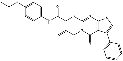 2-[(3-allyl-4-oxo-5-phenyl-3,4-dihydrothieno[2,3-d]pyrimidin-2-yl)sulfanyl]-N-(4-ethoxyphenyl)acetamide 结构式