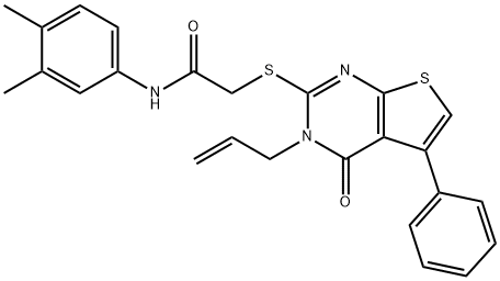 2-[(3-allyl-4-oxo-5-phenyl-3,4-dihydrothieno[2,3-d]pyrimidin-2-yl)sulfanyl]-N-(3,4-dimethylphenyl)acetamide 结构式