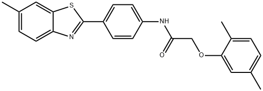 2-(2,5-dimethylphenoxy)-N-[4-(6-methyl-1,3-benzothiazol-2-yl)phenyl]acetamide 结构式