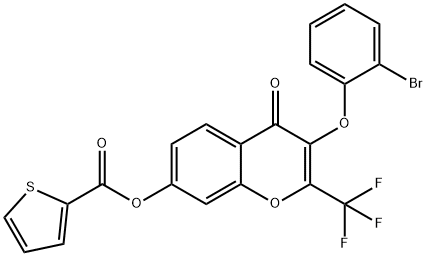 3-(2-bromophenoxy)-4-oxo-2-(trifluoromethyl)-4H-chromen-7-yl 2-thiophenecarboxylate 结构式