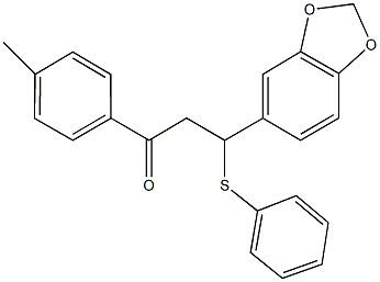 3-(1,3-benzodioxol-5-yl)-1-(4-methylphenyl)-3-(phenylsulfanyl)-1-propanone 结构式