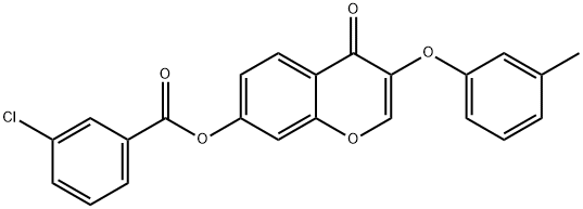 3-(3-methylphenoxy)-4-oxo-4H-chromen-7-yl 3-chlorobenzoate 结构式