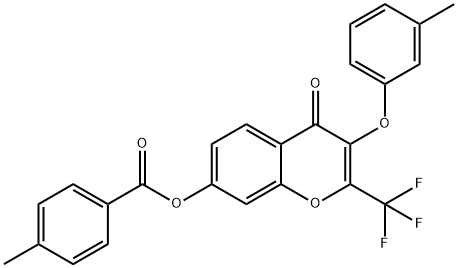 3-(3-methylphenoxy)-4-oxo-2-(trifluoromethyl)-4H-chromen-7-yl 4-methylbenzoate 结构式