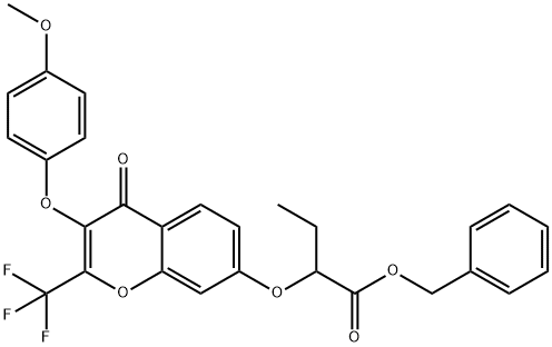 benzyl 2-{[3-(4-methoxyphenoxy)-4-oxo-2-(trifluoromethyl)-4H-chromen-7-yl]oxy}butanoate 结构式