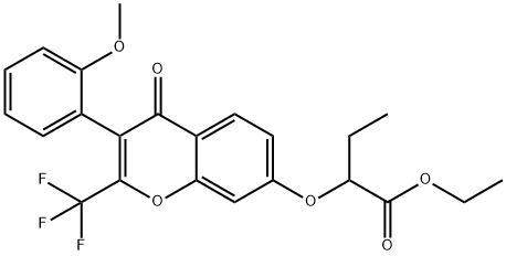 ethyl 2-{[3-(2-methoxyphenyl)-4-oxo-2-(trifluoromethyl)-4H-chromen-7-yl]oxy}butanoate 结构式