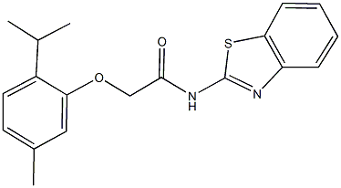 N-(1,3-benzothiazol-2-yl)-2-(2-isopropyl-5-methylphenoxy)acetamide 结构式