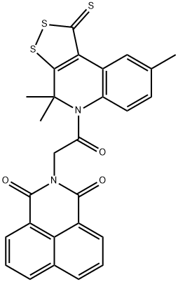 2-[2-oxo-2-(4,4,8-trimethyl-1-thioxo-1,4-dihydro-5H-[1,2]dithiolo[3,4-c]quinolin-5-yl)ethyl]-1H-benzo[de]isoquinoline-1,3(2H)-dione 结构式