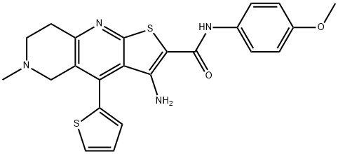 3-amino-N-(4-methoxyphenyl)-6-methyl-4-(2-thienyl)-5,6,7,8-tetrahydrothieno[2,3-b][1,6]naphthyridine-2-carboxamide 结构式