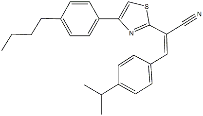 2-[4-(4-butylphenyl)-1,3-thiazol-2-yl]-3-(4-isopropylphenyl)acrylonitrile 结构式