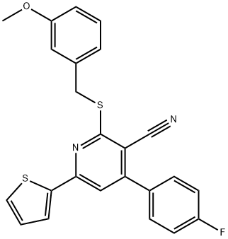 4-(4-fluorophenyl)-2-[(3-methoxybenzyl)sulfanyl]-6-(2-thienyl)nicotinonitrile 结构式