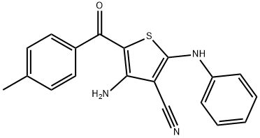 4-amino-2-anilino-5-(4-methylbenzoyl)-3-thiophenecarbonitrile 结构式