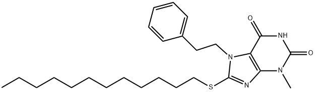 8-(dodecylsulfanyl)-3-methyl-7-(2-phenylethyl)-3,7-dihydro-1H-purine-2,6-dione 结构式