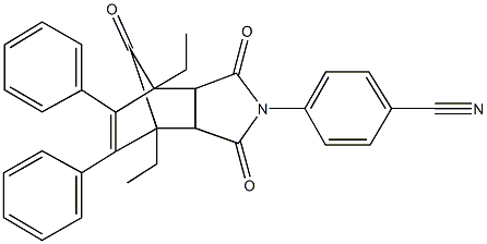 4-(1,7-diethyl-3,5,10-trioxo-8,9-diphenyl-4-azatricyclo[5.2.1.0~2,6~]dec-8-en-4-yl)benzonitrile 结构式