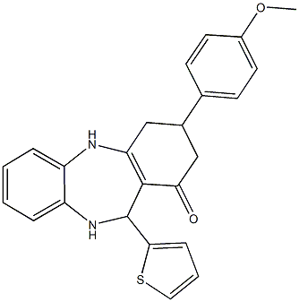3-(4-methoxyphenyl)-11-(2-thienyl)-2,3,4,5,10,11-hexahydro-1H-dibenzo[b,e][1,4]diazepin-1-one 结构式