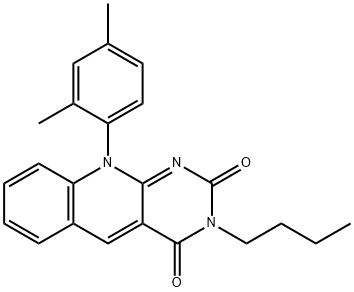 3-butyl-10-(2,4-dimethylphenyl)pyrimido[4,5-b]quinoline-2,4(3H,10H)-dione 结构式