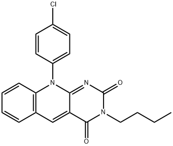 3-butyl-10-(4-chlorophenyl)pyrimido[4,5-b]quinoline-2,4(3H,10H)-dione 结构式