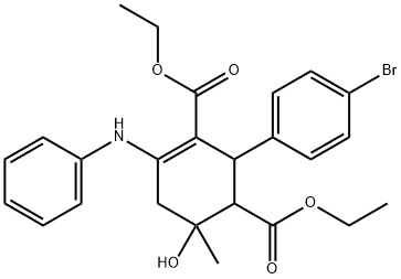 diethyl 4-anilino-2-(4-bromophenyl)-6-hydroxy-6-methyl-3-cyclohexene-1,3-dicarboxylate 结构式