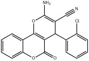2-amino-4-(2-chlorophenyl)-5-oxo-4H,5H-pyrano[3,2-c]chromene-3-carbonitrile 结构式