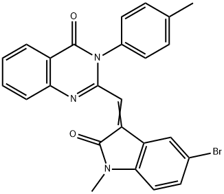 2-[(5-bromo-1-methyl-2-oxo-1,2-dihydro-3H-indol-3-ylidene)methyl]-3-(4-methylphenyl)-4(3H)-quinazolinone 结构式