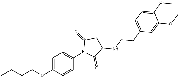 1-(4-butoxyphenyl)-3-{[2-(3,4-dimethoxyphenyl)ethyl]amino}-2,5-pyrrolidinedione 结构式