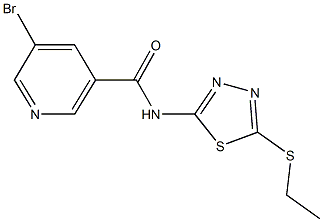 5-bromo-N-[5-(ethylsulfanyl)-1,3,4-thiadiazol-2-yl]nicotinamide 结构式